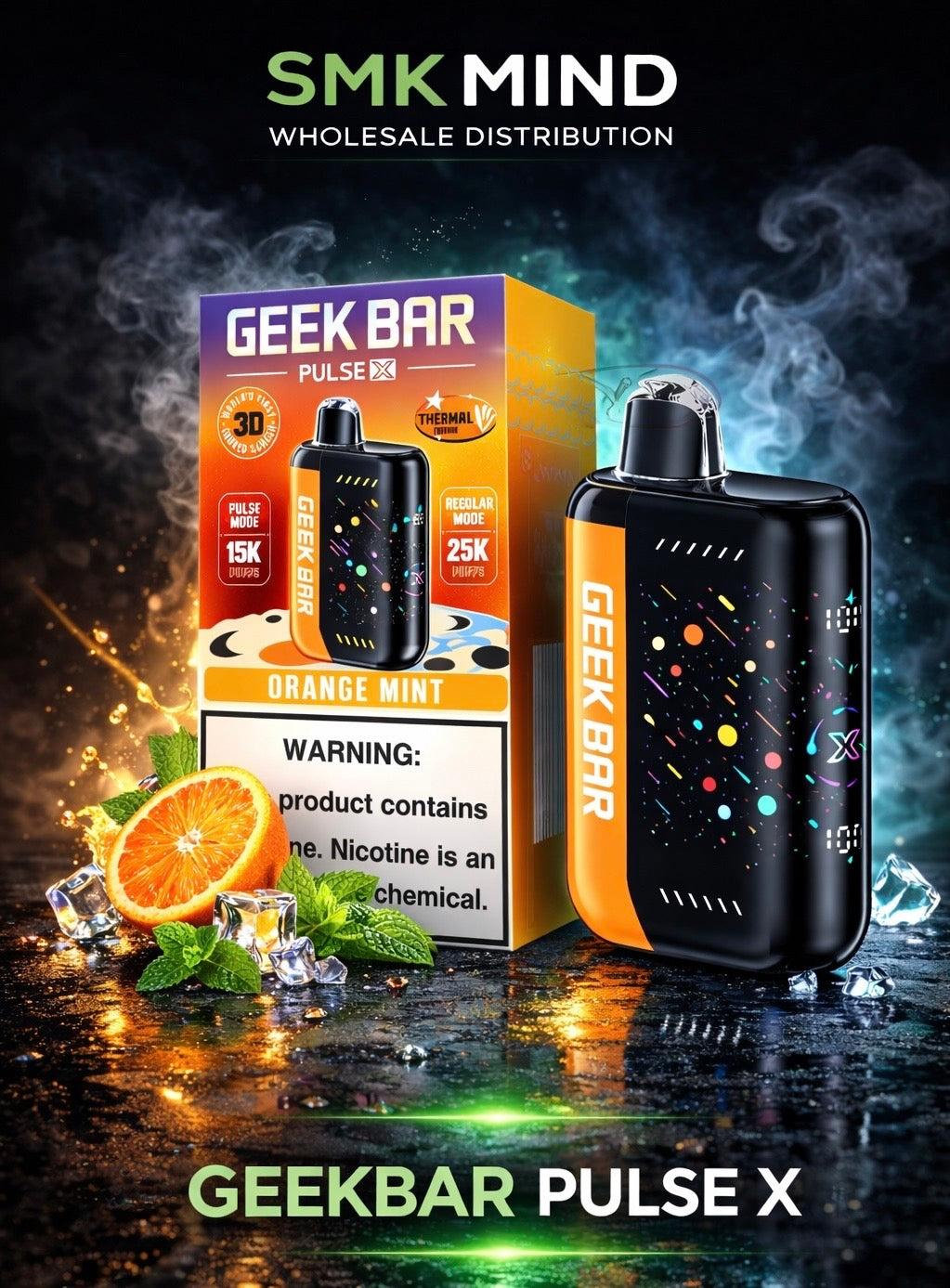 GEEKBAR PULSE X 25000Puffs Disposable Vape Orange Mint 5CT/Box