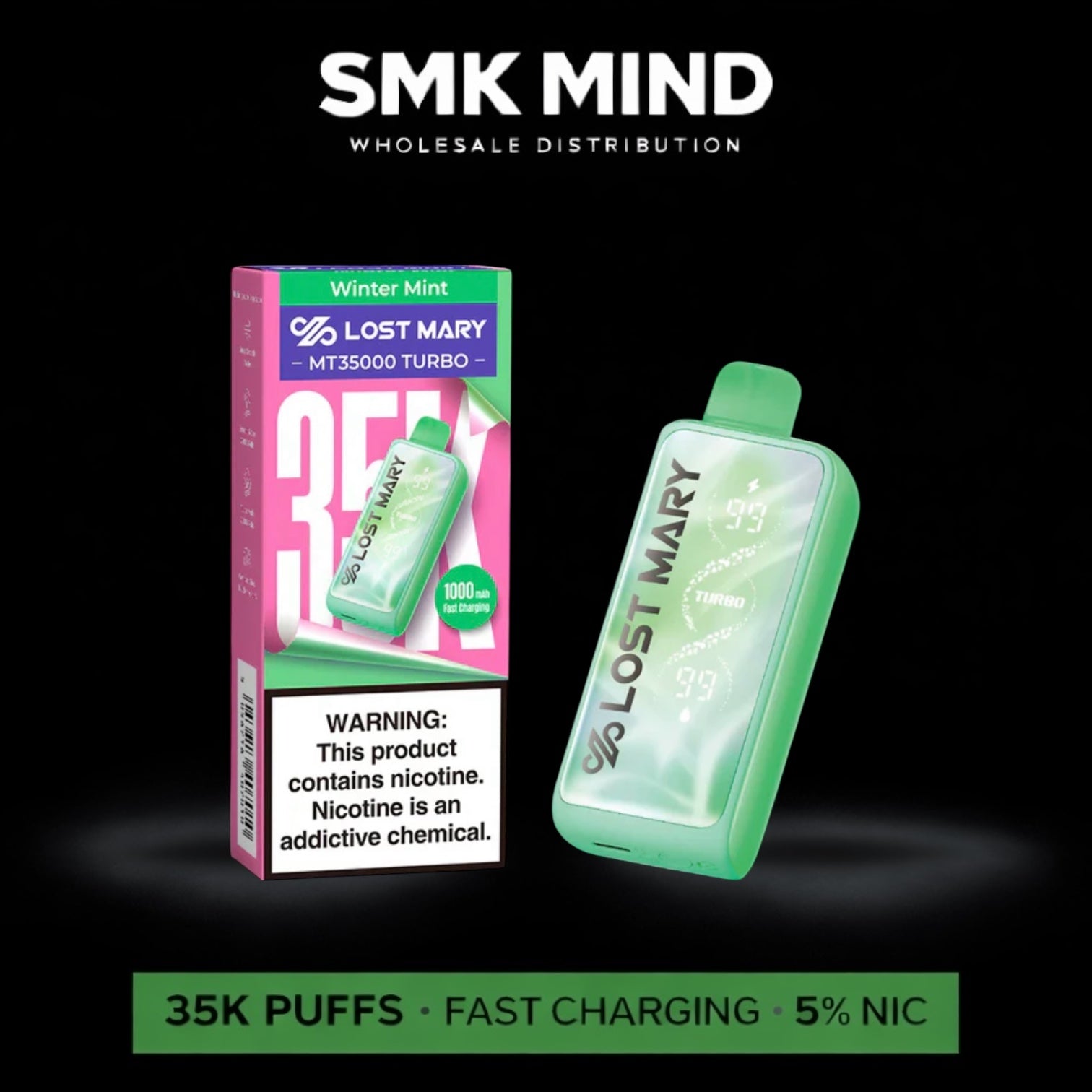 Lost Mary MT35k Turbo Disposable Winter Mint 5CT/Box