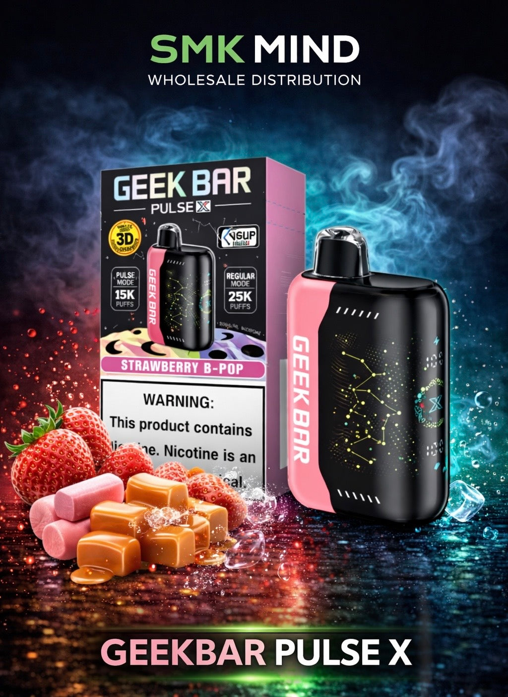 GEEKBAR PULSE X 25000 Puffs Disposable Vape Strawberry B-Burst 5CT/Box