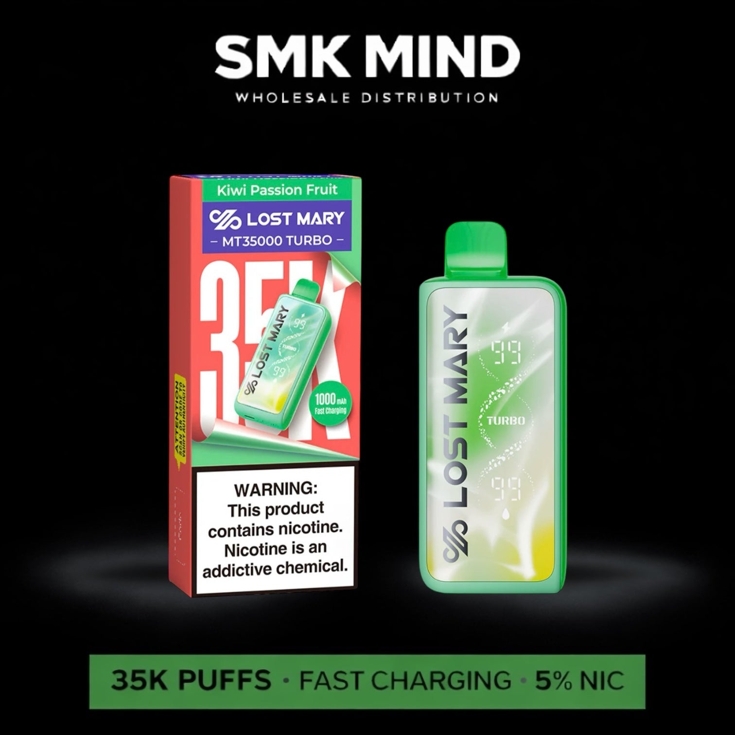 Lost Mary MT35k Turbo Disposable Kiwi Passion Fruit 5CT/Box