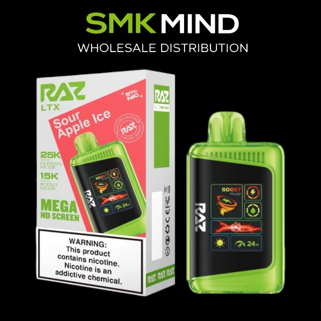 RAZ LTX DC25000 Disposable Vape
Sour Apple Ice 5CT/Box