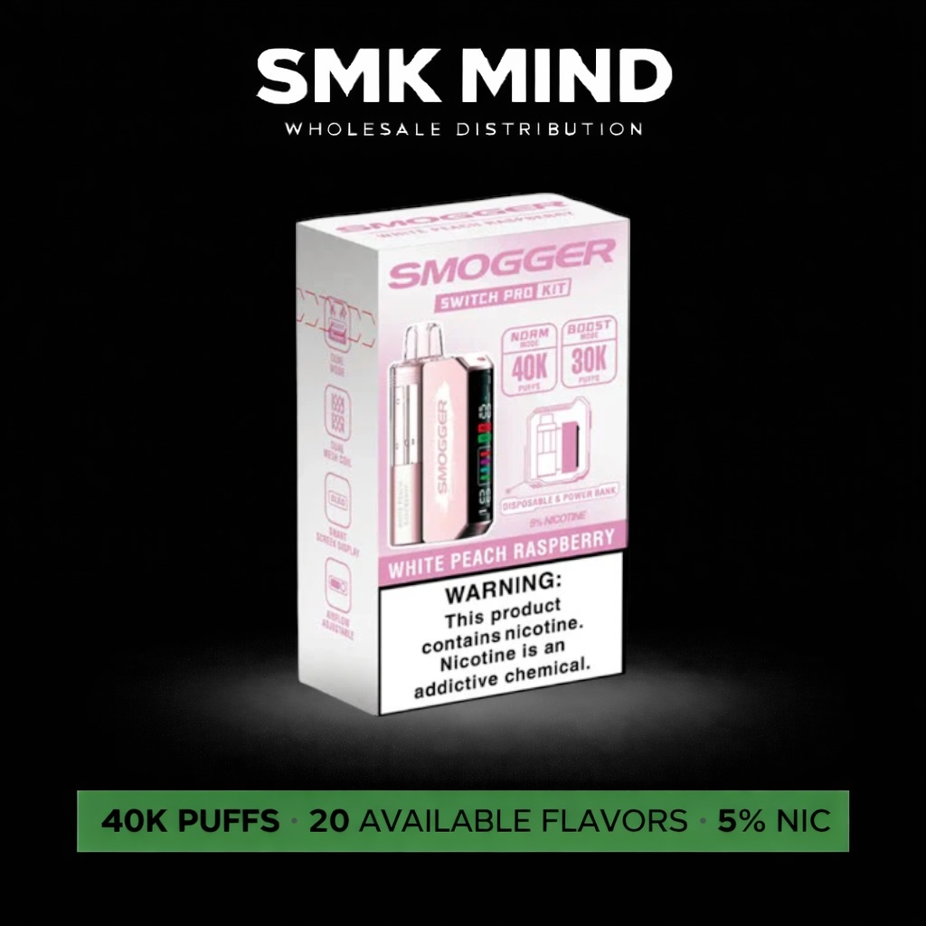 Smogger Switch Pro Kit 40K Puffs White Peach Raspberry 5CT/Box