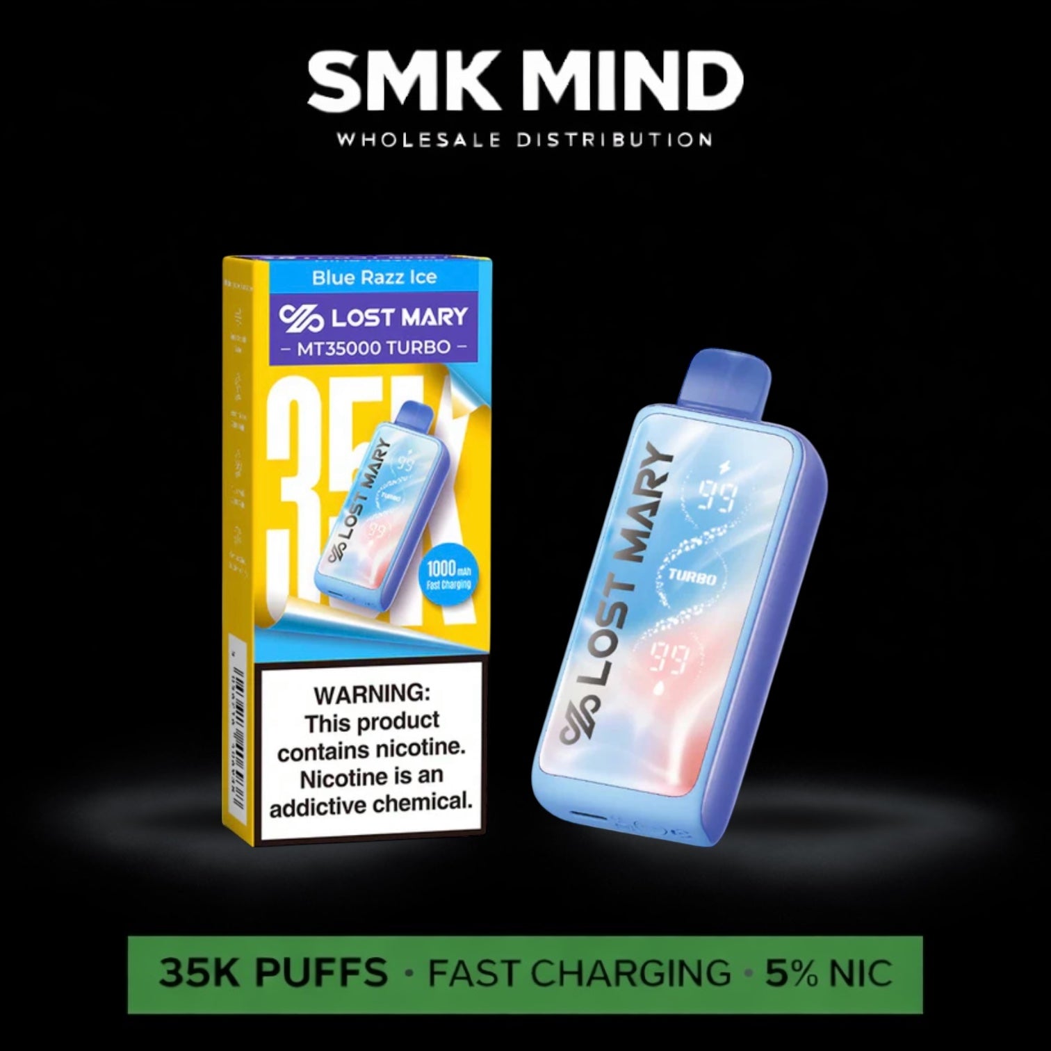 Lost Mary MT35k Turbo Disposable Blue Razz Ice 5CT/Box