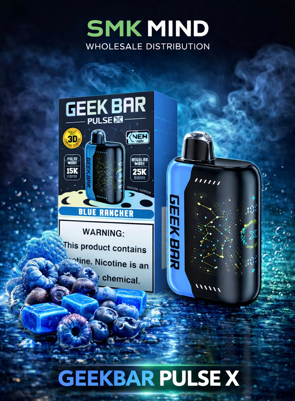 GEEKBAR PULSE X 25000 Puffs Disposable Vape Blue Rancher 5CT/Box