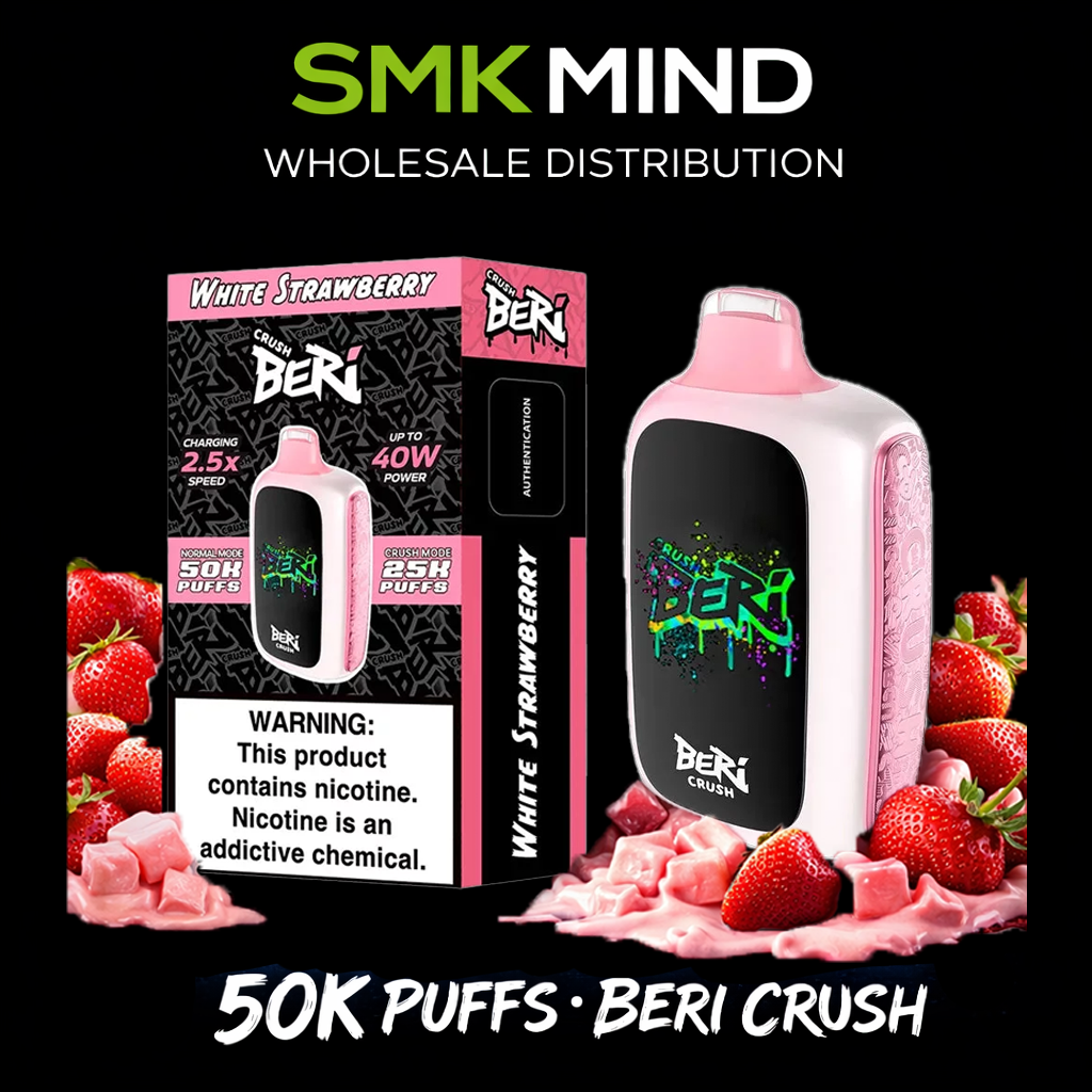 BERI CRUSH 50K Puffs Disposable Vape White Strawberry 5CT/Box