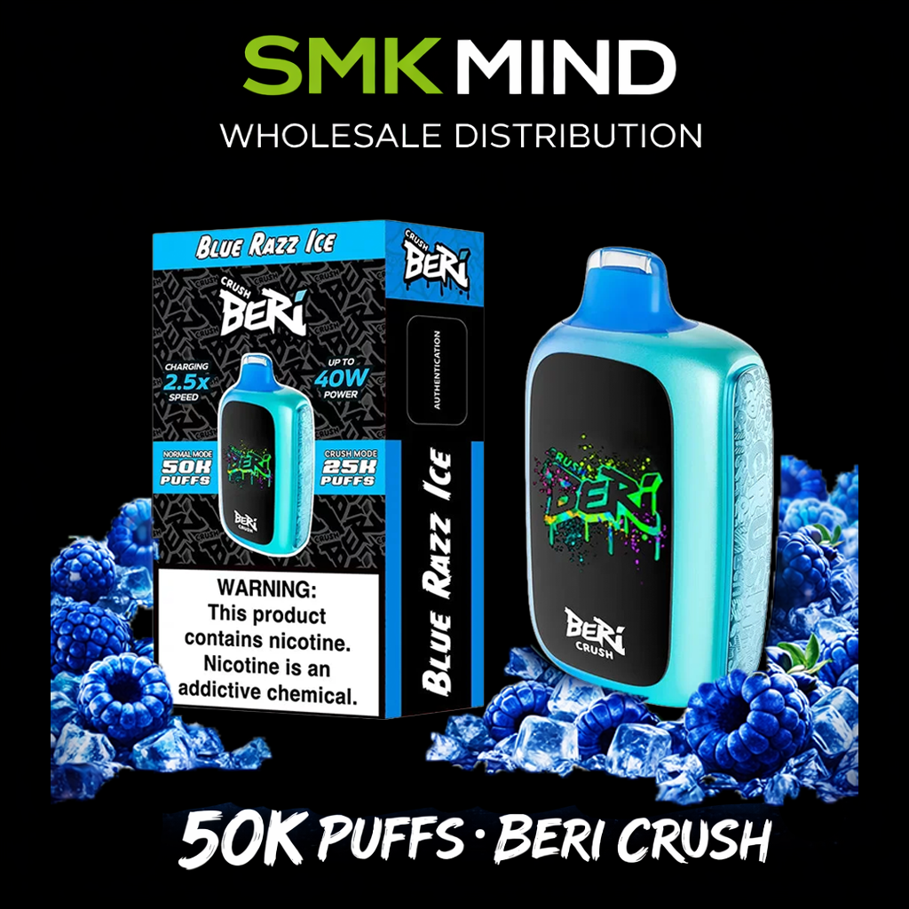 BERI CRUSH 50K Puffs Disposable Vape Blue Razz Ice 5CT/Box