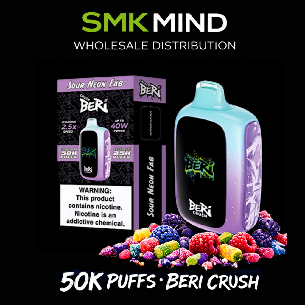 BERI CRUSH 50K Puffs Disposable Vape Sour Neon Fab 5CT/Box